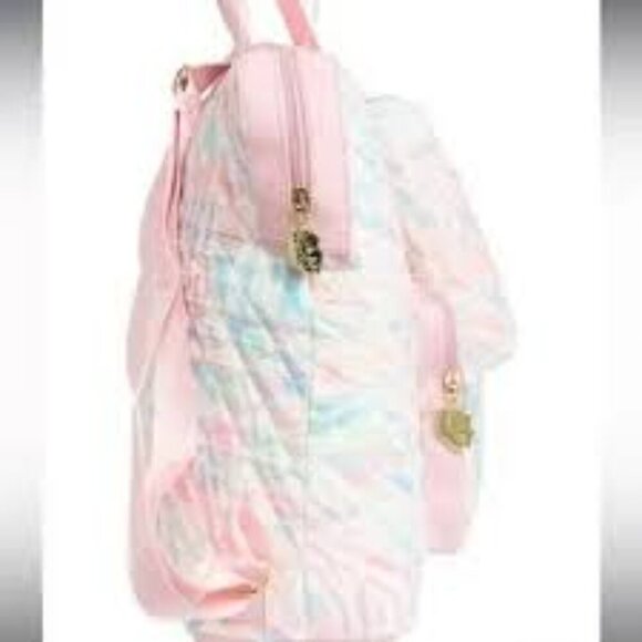 NWT betsey johnson pink rainbow zebra backpack with pencil pouch main image 5